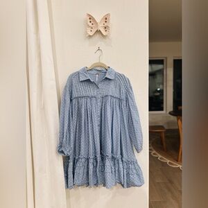 Free People Blue Floral Mini Dress or Blouse